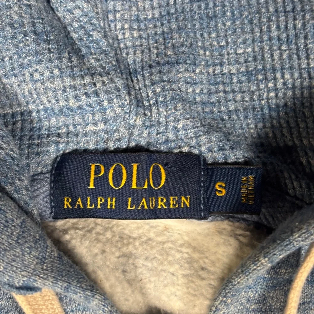 Polo Ralph Lauren Zip Hoodie Mens Small Blue Heathered Pony Logo Sweatshirt